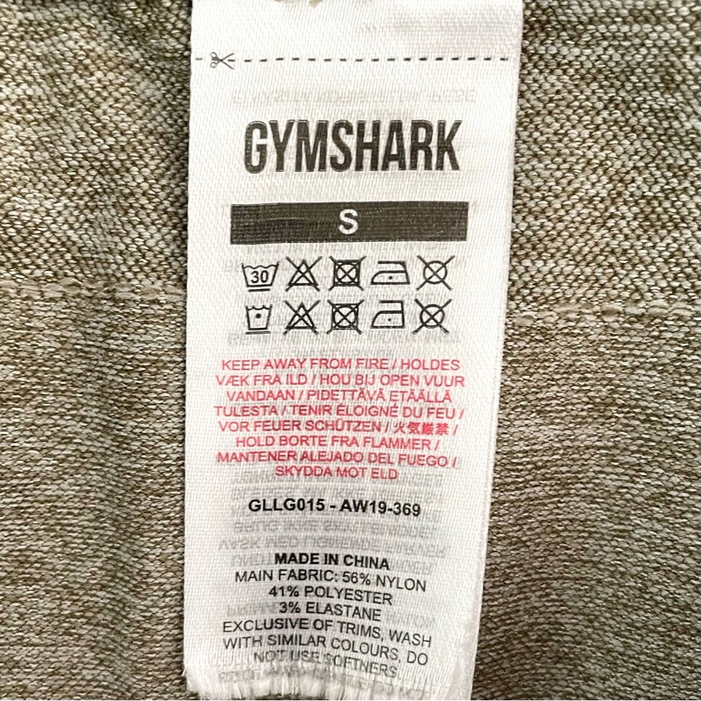 GYMSHARK Size Small Flex Low Rise Logo Waist Leggings Marled Olive Green - Picture 8 of 9